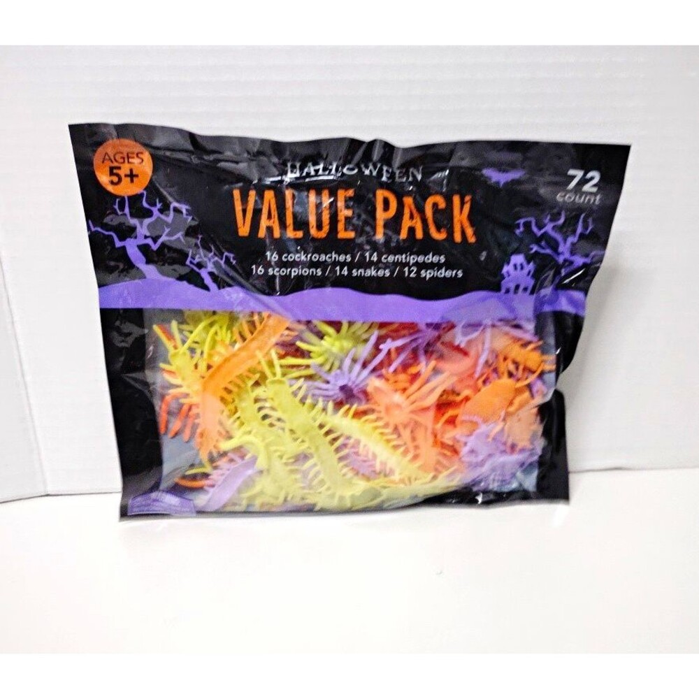 Halloween Plastic Bugs & Creatures Party Favors Value Pack 72 Count Multicolor